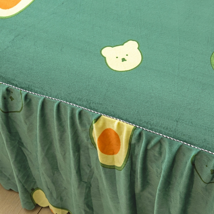 91家纺网 家纺一手货源 找家纺 纽缦 2020新款绒单层床裙 牛油果绿