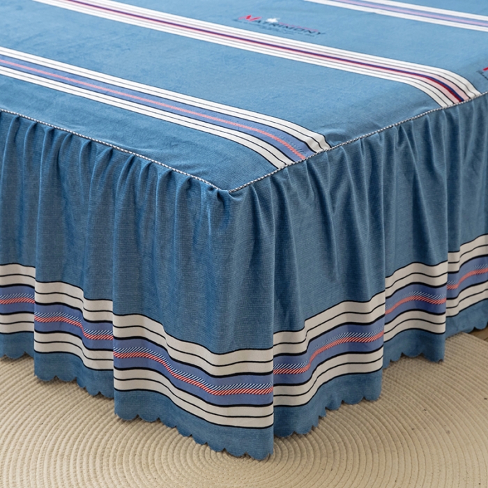 91家纺网 家纺一手货源 找家纺 纽缦 2020新款绒单层床裙 索菲亚蓝