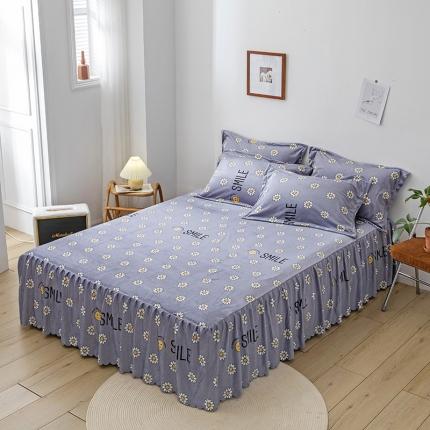 纽缦 2020新款绒单层床裙 幸运小菊蓝紫