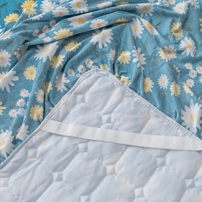 91家纺网 家纺一手货源 找家纺 纽缦 2020新款绒夹棉床裙 雏菊之恋蓝