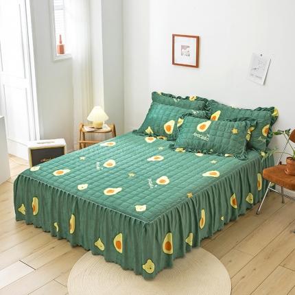 纽缦 2020新款绒夹棉床裙 牛油果绿