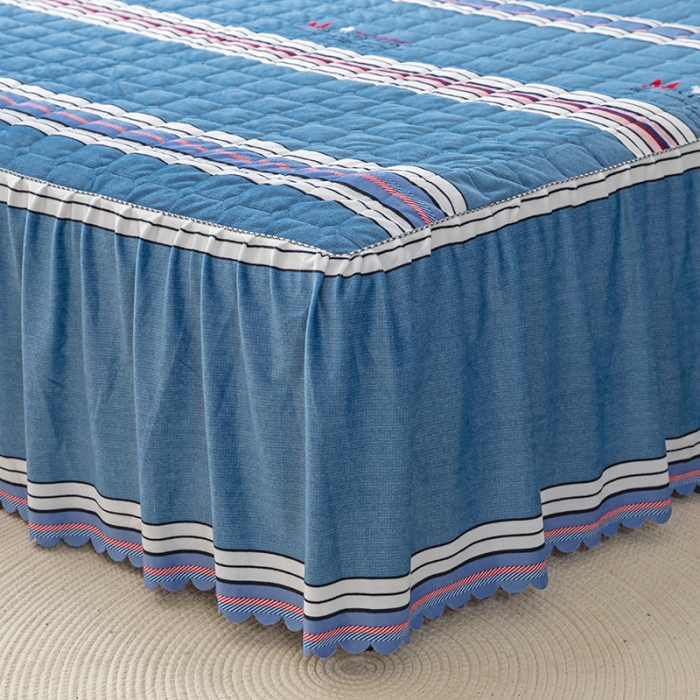 91家纺网 家纺一手货源 找家纺 纽缦 2020新款绒夹棉床裙 索菲亚蓝