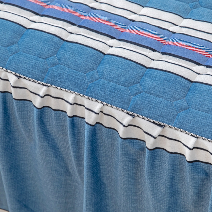 91家纺网 家纺一手货源 找家纺 纽缦 2020新款绒夹棉床裙 索菲亚蓝