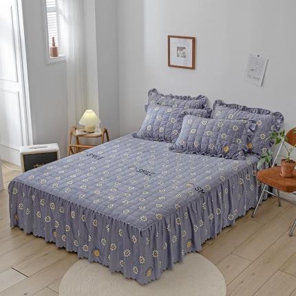 纽缦 2020新款绒夹棉床裙 幸运小菊蓝紫