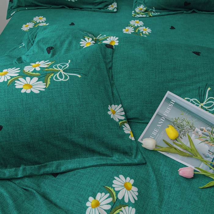 91家纺网 家纺一手货源 找家纺 纽缦 2020新款绒单层床裙四件套 雏菊满园绿