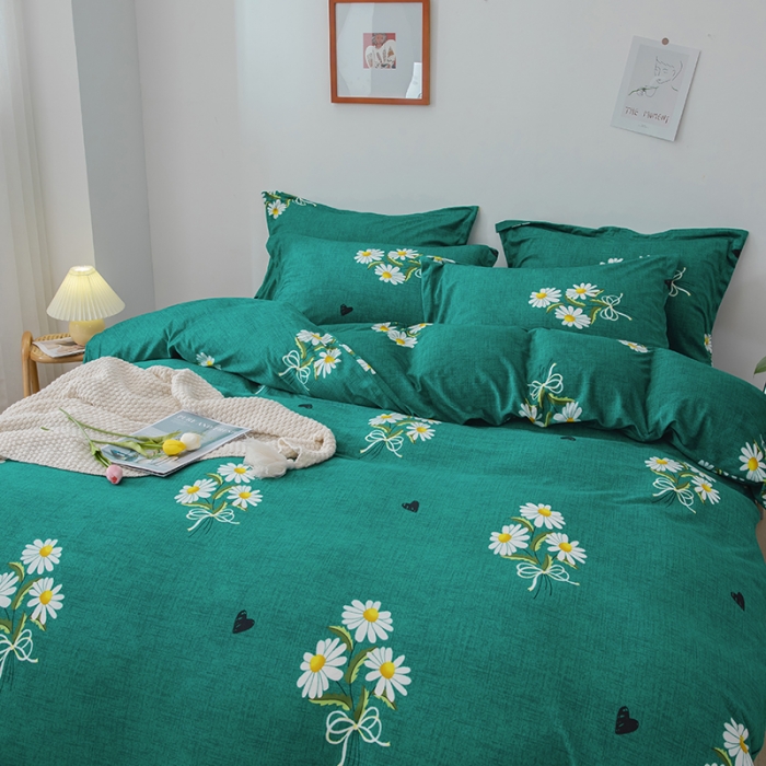 91家纺网 家纺一手货源 找家纺 纽缦 2020新款绒单层床裙四件套 雏菊满园绿