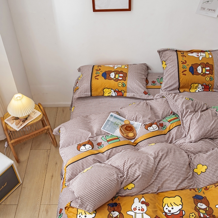 91家纺网 家纺一手货源 找家纺 纽缦 2020新款绒单层床裙四件套 可可佳人浅咖