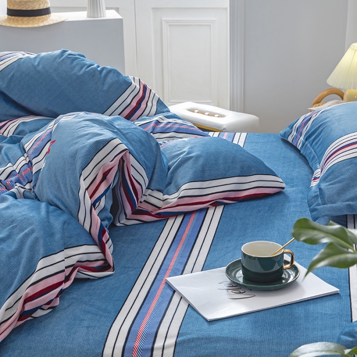 91家纺网 家纺一手货源 找家纺 纽缦 2020新款绒单层床裙四件套 索菲亚蓝