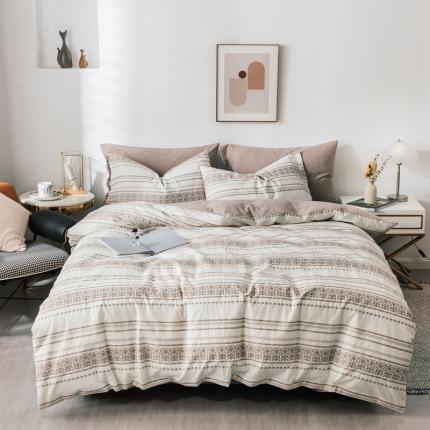 91家纺网 家纺一手货源 找家纺 三沁家居家居 2020新款全棉60支欧式提花四件套 维祺-木槿咖