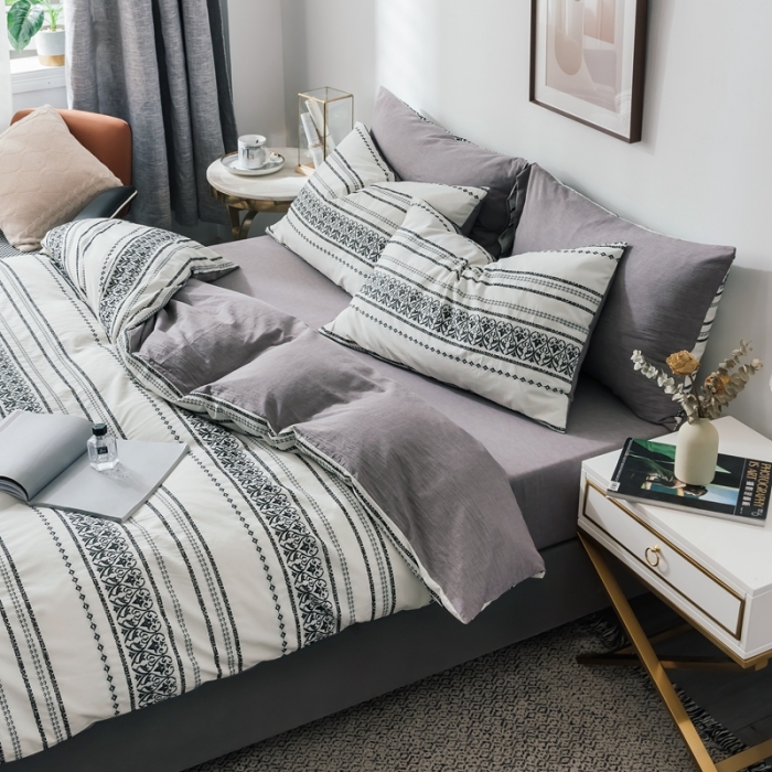 91家纺网 家纺一手货源 找家纺 三沁家居家居 2020新款全棉60支欧式提花四件套 维祺-爵仕灰