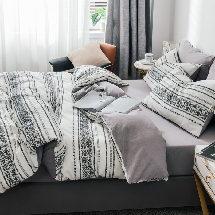 91家纺网 家纺一手货源 找家纺 三沁家居家居 2020新款全棉60支欧式提花四件套 维祺-爵仕灰