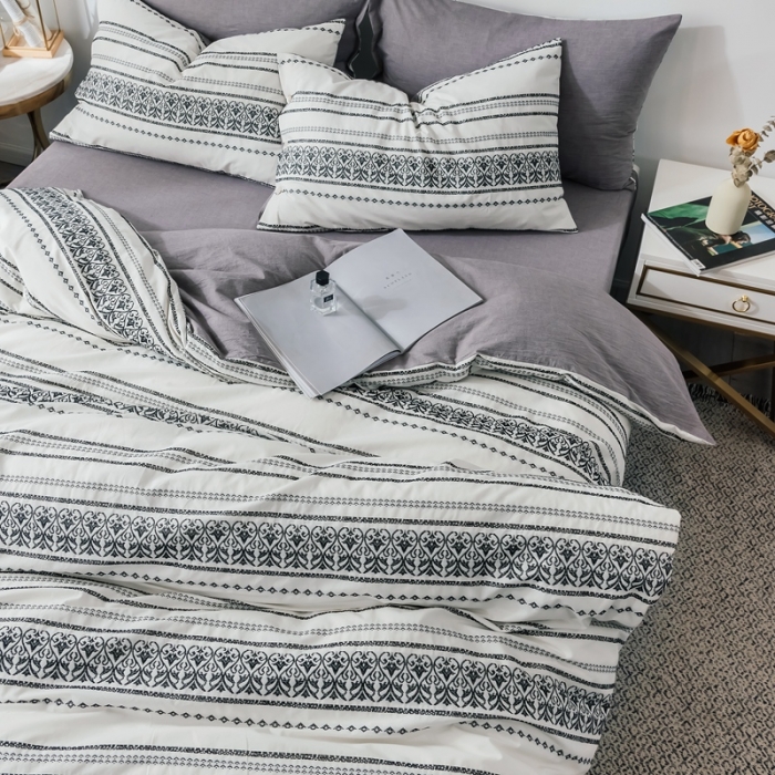 91家纺网 家纺一手货源 找家纺 三沁家居家居 2020新款全棉60支欧式提花四件套 维祺-爵仕灰