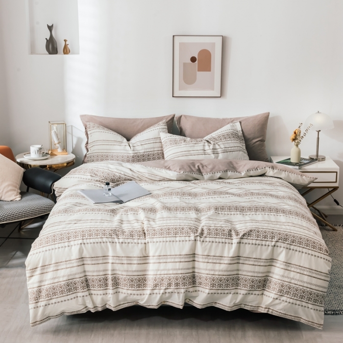 91家纺网 家纺一手货源 找家纺 三沁家居家居 2020新款全棉60支欧式提花四件套 维祺-木槿咖