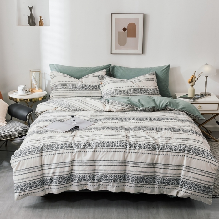 91家纺网 家纺一手货源 找家纺 三沁家居家居 2020新款全棉60支欧式提花四件套 维祺-香草绿