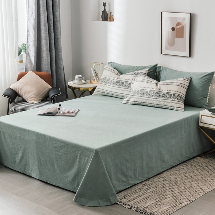 91家纺网 家纺一手货源 找家纺 三沁家居家居 2020新款全棉60支欧式提花四件套 维祺-香草绿