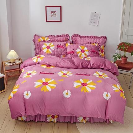 91家纺网 家纺一手货源 找家纺 （总）纽缦 2020新款绒夹棉床裙四件套