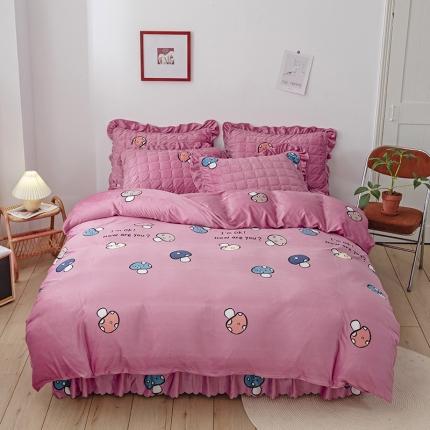 91家纺网 家纺一手货源 找家纺 （总）纽缦 2020新款绒夹棉床裙四件套