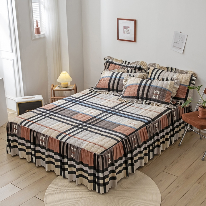 91家纺网 家纺一手货源 找家纺 纽缦 2020新款绒夹棉床裙四件套 布鲁斯