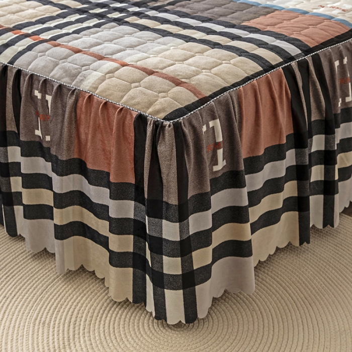 91家纺网 家纺一手货源 找家纺 纽缦 2020新款绒夹棉床裙四件套 布鲁斯