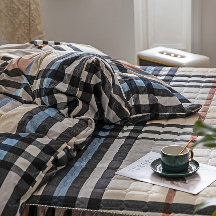 91家纺网 家纺一手货源 找家纺 纽缦 2020新款绒夹棉床裙四件套 布鲁斯