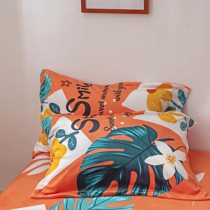 纽缦 2020新款信封枕套一对 陌上花开橘红