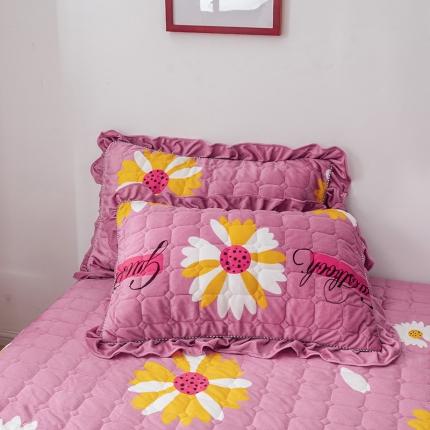 纽缦 2020新款夹棉枕套一对 大雏菊豆沙