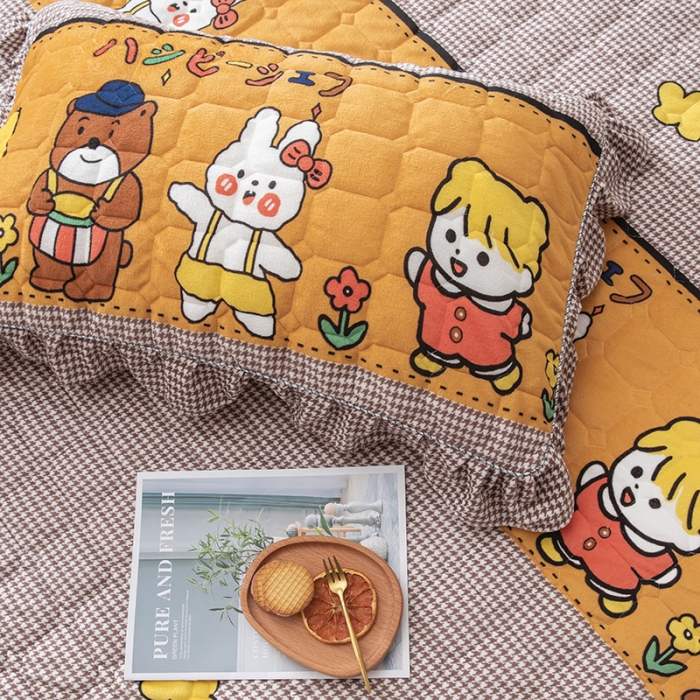 91家纺网 家纺一手货源 找家纺 纽缦 2020新款夹棉枕套一对 可可佳人浅咖