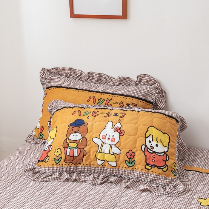 91家纺网 家纺一手货源 找家纺 纽缦 2020新款夹棉枕套一对 可可佳人浅咖