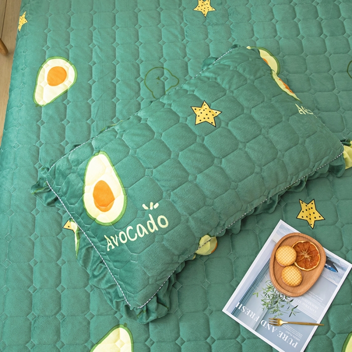 91家纺网 家纺一手货源 找家纺 纽缦 2020新款夹棉枕套一对 牛油果绿