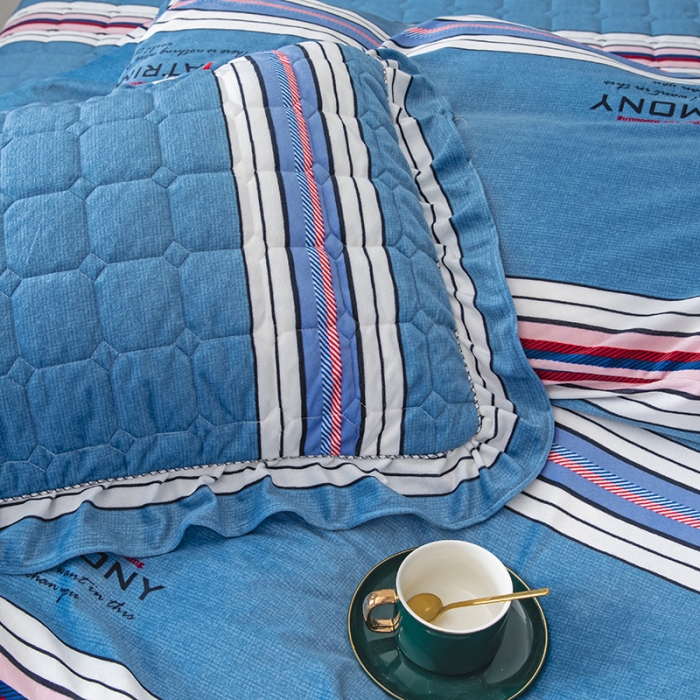 91家纺网 家纺一手货源 找家纺 纽缦 2020新款夹棉枕套一对 索菲亚蓝