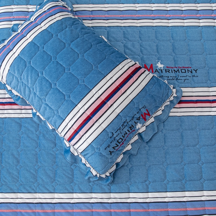 91家纺网 家纺一手货源 找家纺 纽缦 2020新款夹棉枕套一对 索菲亚蓝