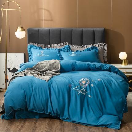 91家纺网 家纺一手货源 找家纺 （总）伊而梦 2023新款抗菌新疆棉刺绣床裙款四件套