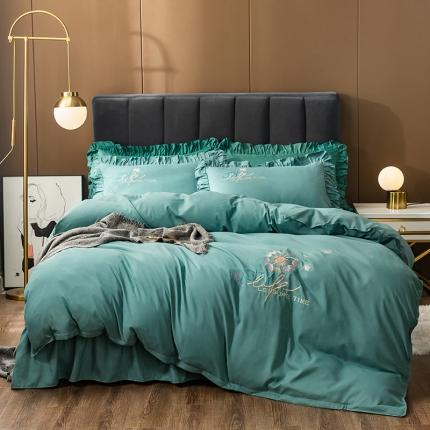 91家纺网 家纺一手货源 找家纺 （总）伊而梦 2023新款抗菌新疆棉刺绣床裙款四件套