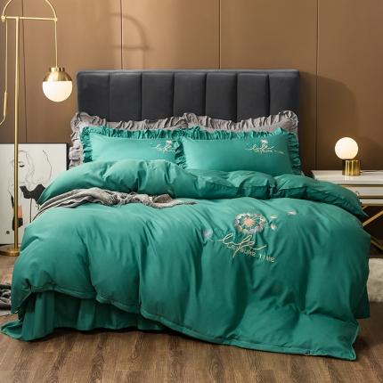 91家纺网 家纺一手货源 找家纺 （总）伊而梦 2023新款抗菌新疆棉刺绣床裙款四件套