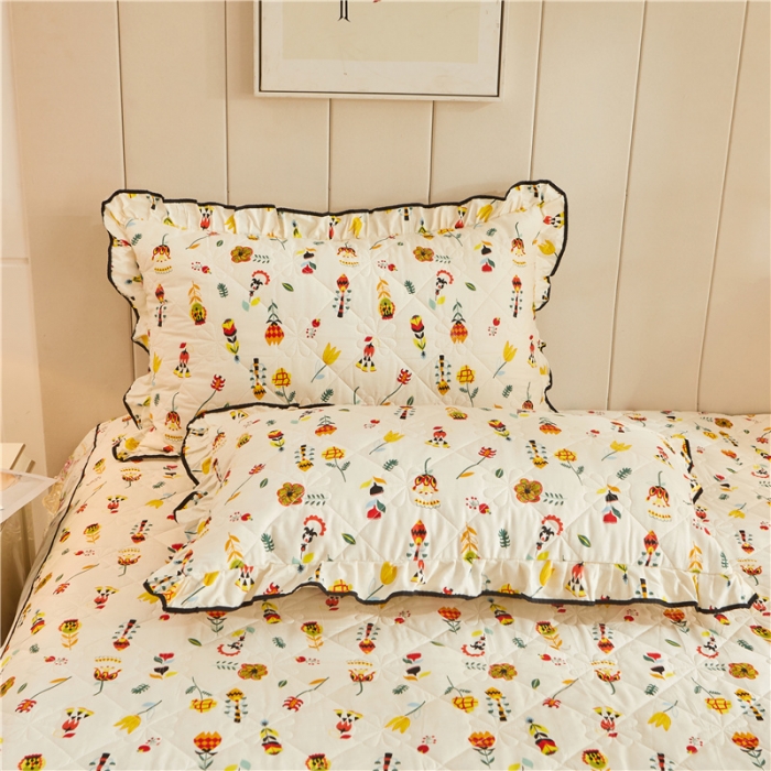 91家纺网 家纺一手货源 找家纺 十个点家纺 2022新款全棉蕾丝夹棉床裙四件套 花开那时