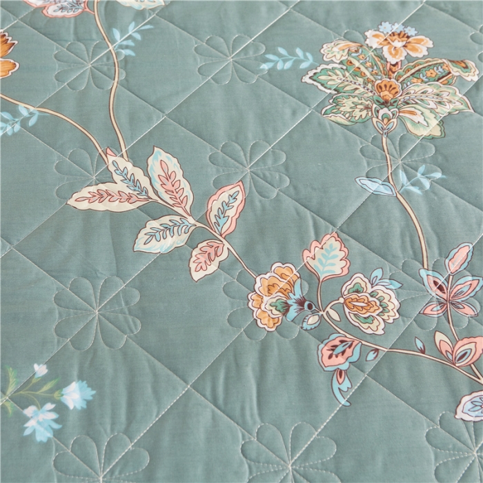 91家纺网 家纺一手货源 找家纺 十个点家纺 2022新款全棉蕾丝夹棉单床裙 花月佳期墨绿