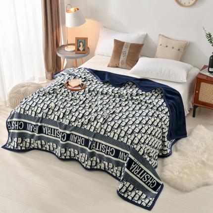 91家纺网 家纺一手货源 找家纺 卡奥家纺新款A版云貂绒毛毯法莱绒休闲盖毯沙发毯空调毯子迪拉蓝