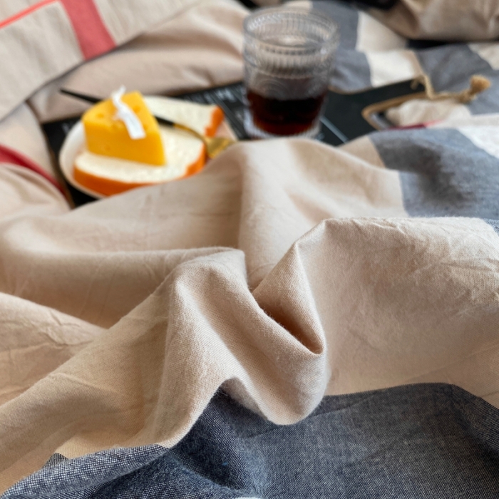 91家纺网 家纺一手货源 找家纺 三沁家居家居 2022新款格子色织水洗棉全棉四件套 巴宝莉-大格