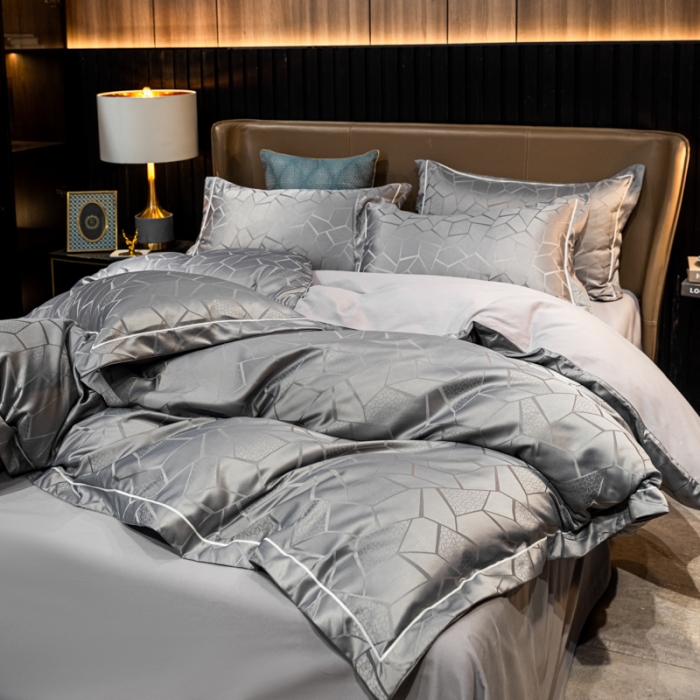 91家纺网 家纺一手货源 找家纺 （总）眠帛全棉磨毛轻奢四件套A版贡缎提花B版全棉磨毛2