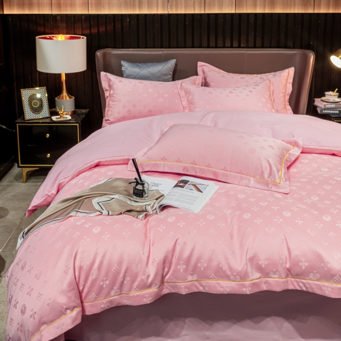 91家纺网 家纺一手货源 找家纺 眠帛全棉磨毛轻奢四件套A版水洗提花B版全棉磨毛2 爱维粉