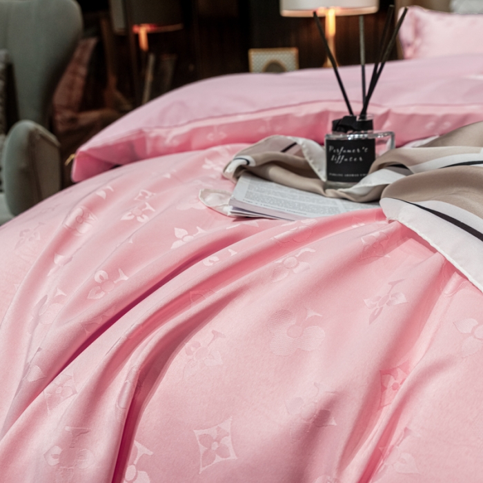 91家纺网 家纺一手货源 找家纺 眠帛全棉磨毛轻奢四件套A版水洗提花B版全棉磨毛2 爱维粉