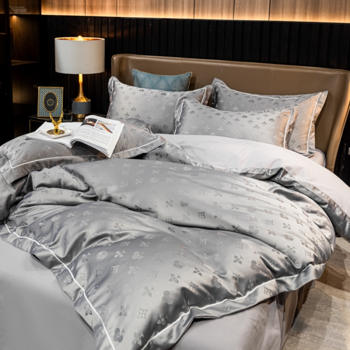 91家纺网 家纺一手货源 找家纺 眠帛全棉磨毛轻奢四件套A版水洗提花B版全棉磨毛2 爱维高级灰