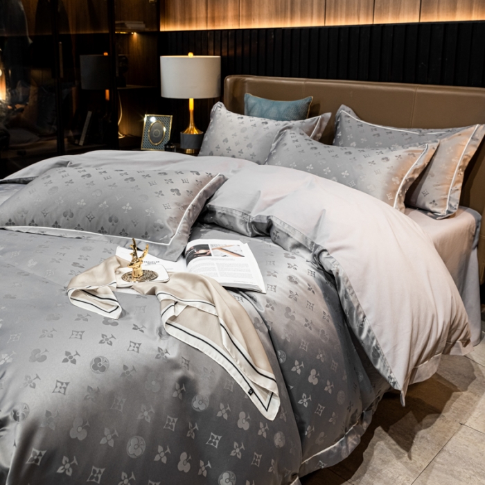 91家纺网 家纺一手货源 找家纺 眠帛全棉磨毛轻奢四件套A版水洗提花B版全棉磨毛2 爱维高级灰