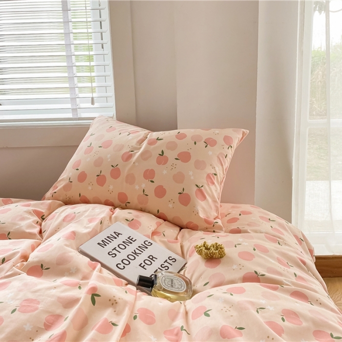 91家纺网 家纺一手货源 找家纺 棉眠 2020新品棉加绒A版纯棉B版水晶绒四件套 粉果果棉加绒