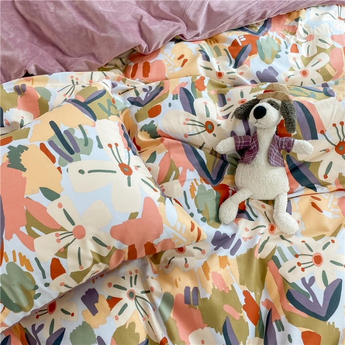 91家纺网 家纺一手货源 找家纺 棉眠 2020新品棉加绒A版纯棉B版水晶绒四件套 光影棉加绒