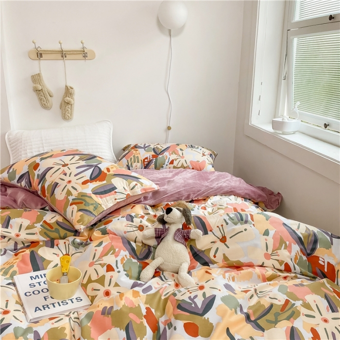 91家纺网 家纺一手货源 找家纺 棉眠 2020新品棉加绒A版纯棉B版水晶绒四件套 光影棉加绒