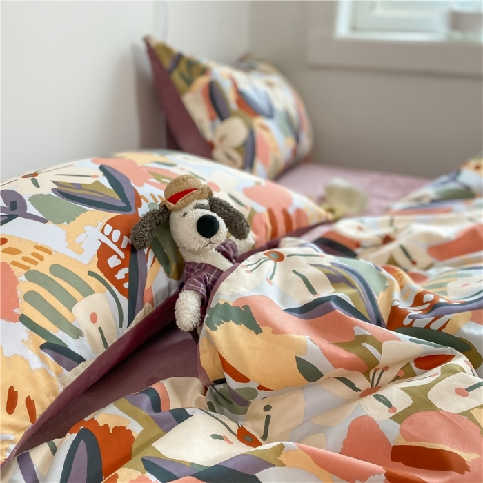 91家纺网 家纺一手货源 找家纺 棉眠 2020新品棉加绒A版纯棉B版水晶绒四件套 光影棉加绒