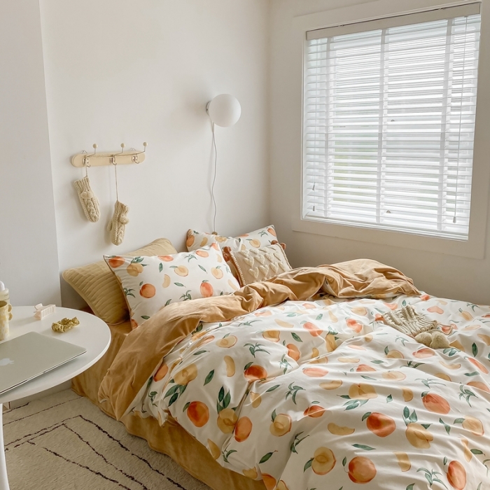 91家纺网 家纺一手货源 找家纺 棉眠 2020新品棉加绒A版纯棉B版水晶绒四件套 果园