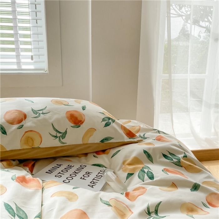 91家纺网 家纺一手货源 找家纺 棉眠 2020新品棉加绒A版纯棉B版水晶绒四件套 果园