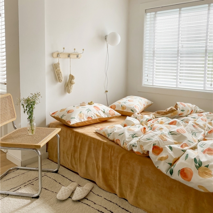 91家纺网 家纺一手货源 找家纺 棉眠 2020新品棉加绒A版纯棉B版水晶绒四件套 果园